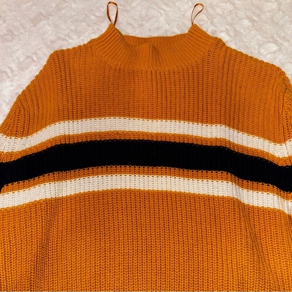 Lotti Moss Mustard Sweater with Stripe - Size Medium - Picture 2 of 3